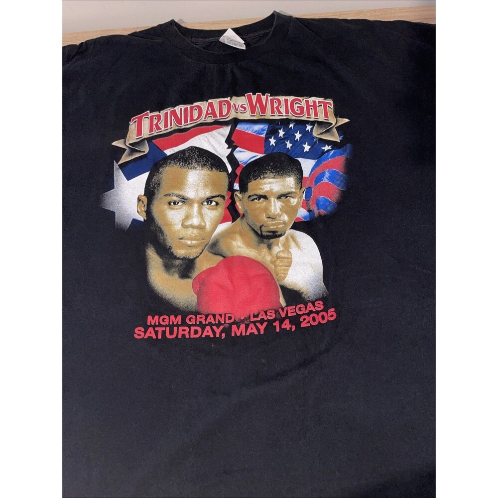 Vintage 2005 MGM Grand Boxing Tee Trinidad Wright Graphic Delta Heavyweight 3XL